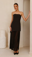 Fenella Asymmetrical Maxi Dress - Black