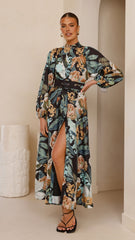 Carmal Long Sleeve Maxi Dress - Donatella Noir