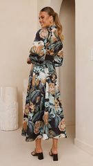 Carmal Long Sleeve Maxi Dress - Donatella Noir