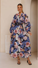 Veronica Button Down Maxi Dress - Azure Donatella