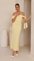 Halen Off Shoulder Midi Dress - Lemon
