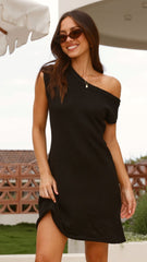 Robin Off Shoulder Mini Dress - Black