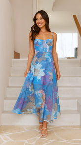 Rahima Maxi Dress - Blue Floral