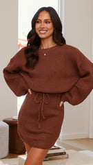 Feya Knit Mini Dress - Chocolate