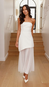 Fenella Asymmetrical Maxi Dress - White