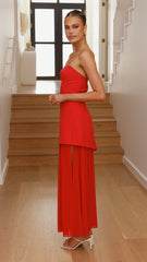 Fenella Asymmetrical Maxi Dress - Red