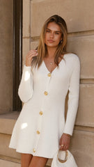 Catarina Long Sleeve Mini Dress - White