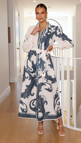 Lucia Long Sleeve Maxi Dress - Cream Zayna