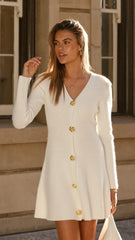 Catarina Long Sleeve Mini Dress - White