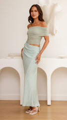 Daena Off Shoulder Maxi Dress - Sage