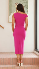 Lilah Midi Dress - Hot Pink