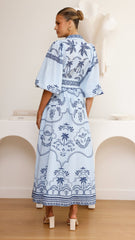 Xander Long Sleeve Maxi Dress - Indigo