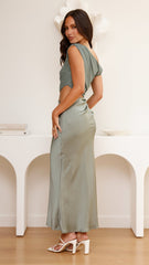 Ruby Asymmetrical Maxi Dress - Sage