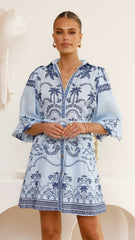 Xander Long Sleeve Mini Dress - Indigo