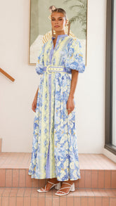 Claudelle Maxi Dress - Blue/Yellow