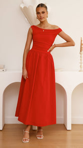 Immy Midi Dress - Red