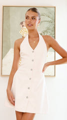 Maia Halter Neck Mini Dress - Cream