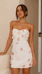Capella Mini Dress - White Flower