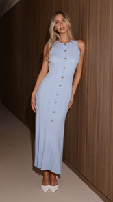 Aylah Knit Midi Dress - Blue