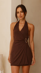 Brigitte Halter Mini Dress - Brown