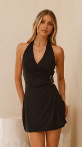 Brigitte Halter Mini Dress - Black