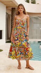 Kelani Luxe Midi Dress - Phaedra Print