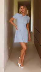Taylah Collared Mini Dress - Blue