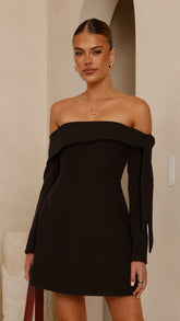 Halen Long Sleeve Mini Dress - Black