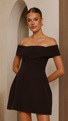 Zyan Off Shoulder Mini Dress - Black