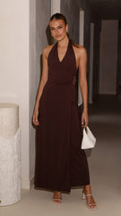 Verje Halter Maxi Dress - Brown