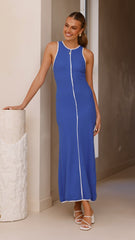 Milli Maxi Dress - Cobalt Blue/White