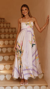 Kaethe Maxi Dress - Beige/Lilac