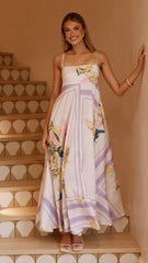 Kaethe Maxi Dress - Beige/Lilac