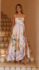 Kaethe Maxi Dress - Beige/Lilac