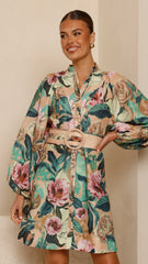 Katy Mini Dress - Mocha Rose