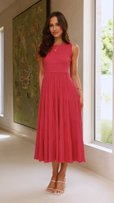 Kaida Midi Dress - Berry