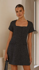 Karen Tweed Mini Dress - Black