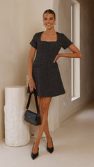 Karen Tweed Mini Dress - Black