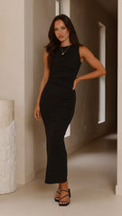 Sarsha Boatneck Maxi Dress - Black