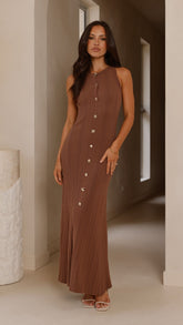 Aylah Knit Midi Dress - Brown