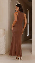 Aylah Knit Midi Dress - Brown
