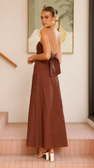 Bolivia Strapless Midi Dress - Chocolate