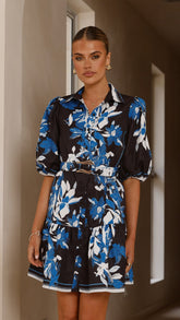 Michelle Mini Dress - Black / Blue