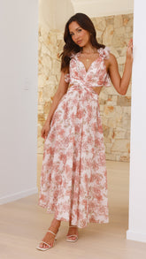 Galilhai Maxi Dress - Peach Floral