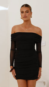 Isadora Off Shoulder Mini Dress - Black