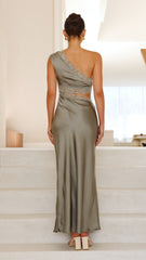 Emily One Shoulder Maxi Dress - Khaki