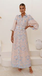 Xander Long Sleeve Maxi Dress - Blue