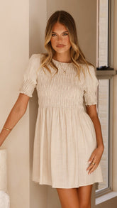 Yana Mini Dress - Beige