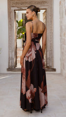 Carson Maxi Dress - Black/Wine Floral