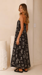 Connie Maxi Dress - Black/Beige Cowgirl